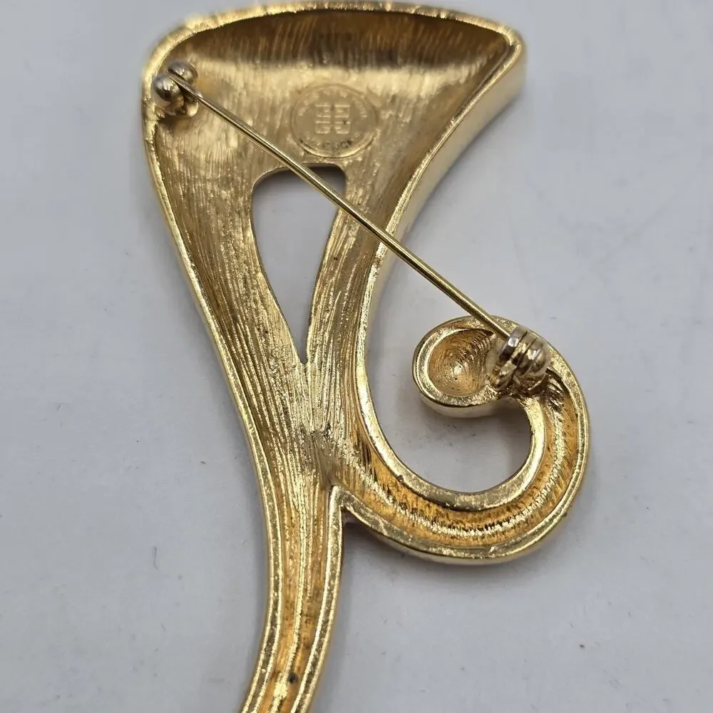 Vintage Givenchy Pi Sign Brooch Pin Gold-Tone 3" Abstract Modern Couture 80's - Picture 4 of 6